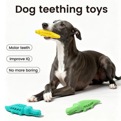 Pet Toy Crocodile-shaped Educational Dog Toy with Chewable and Cleaning Features for Teeth Care, Interactive Dog Chewable Rubber Toy