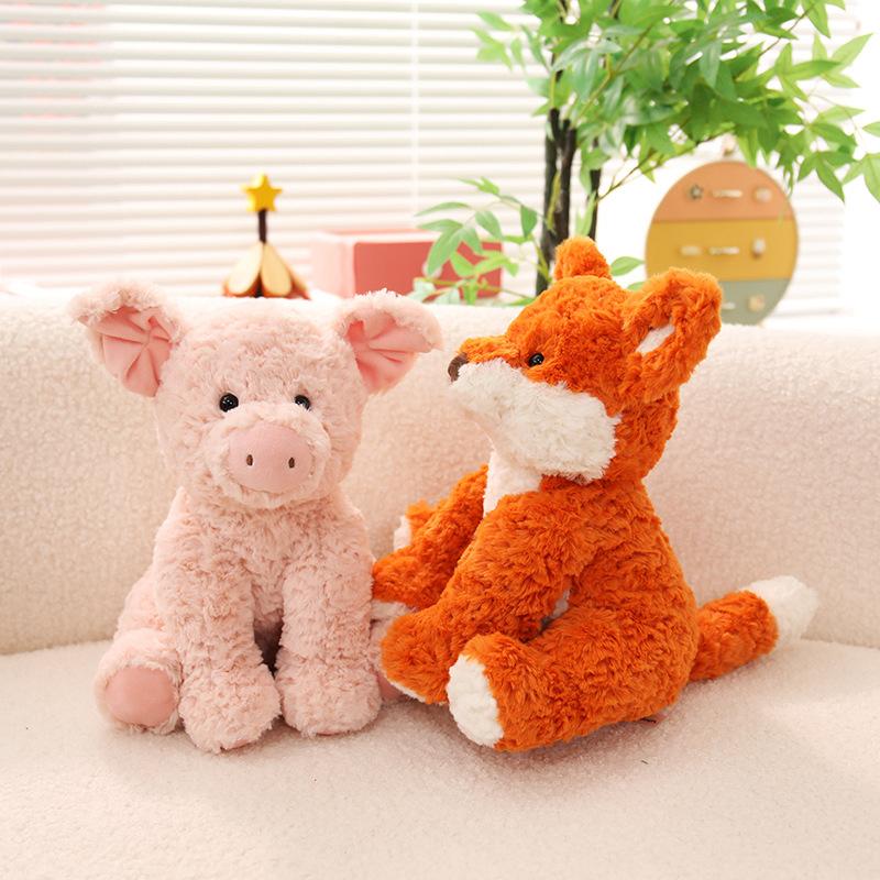 Wavy Fur Forest Animals Doll Soft and Adorable Plush Pig Monkey Fox Sheep Pillow Toy Elephant Reindeer Kawaii Super Soft Gift