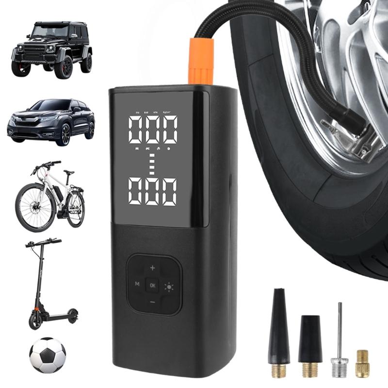 Bike Car Starting Device Jump Starters Digital Tire Inflator, with LED Light for Unexpected Low Tire Pressure Situations