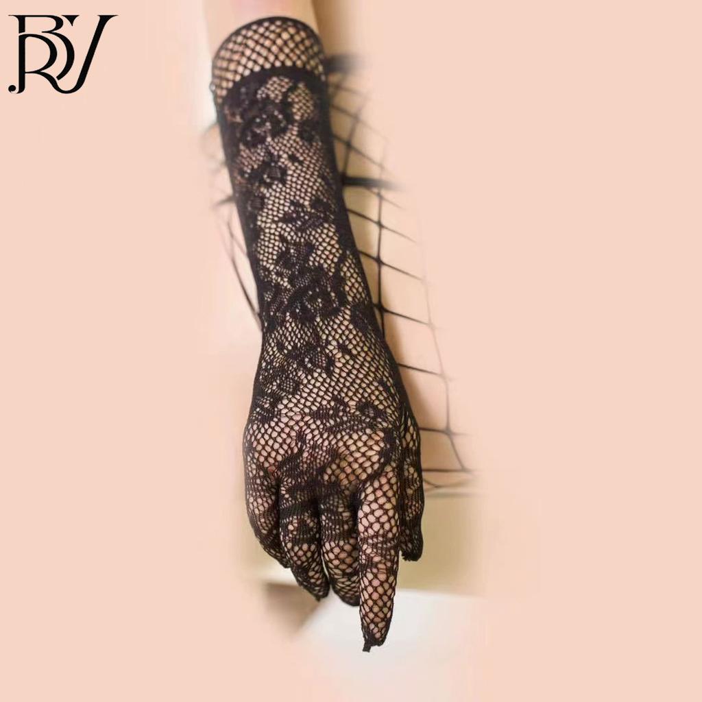 Gloves Foreign Trade Sample Jacquard Rose Mesh Sleeves Women'S Sexy Skin Gloves Rose Pattern