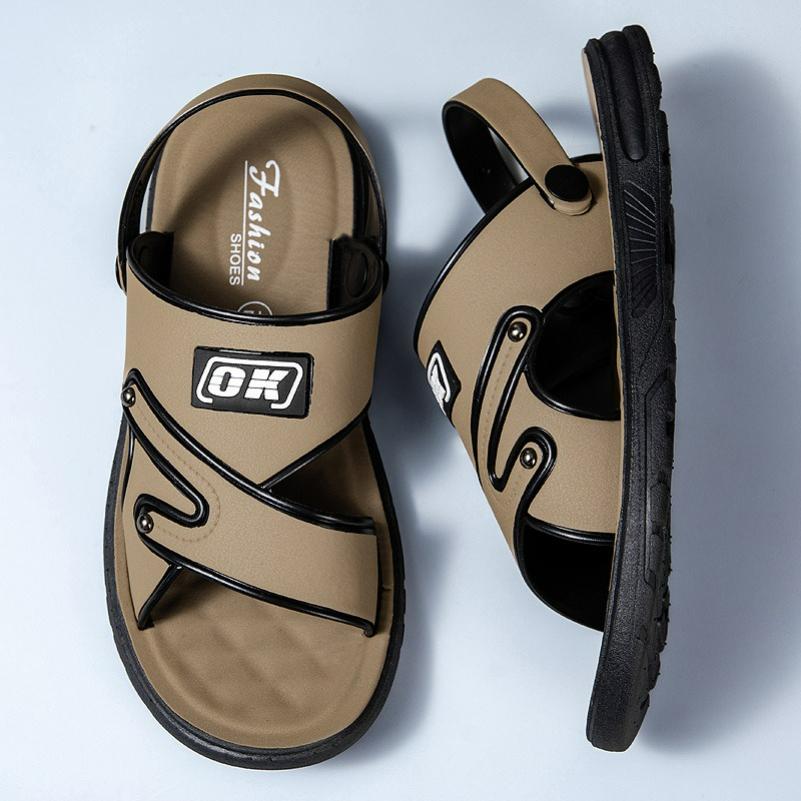 

Sandals Men s Thick-soled Beach Summer Wear Dad Non-slip Wear-resistant Dual-purpose Sandals and Slippers EU39/CN40 хакі