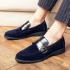 Fashion Luxury Fashion Designer New Pointed Suede Leather Casual Shoes For Men Brown Black Blue Loafter Formal Wedding Dress Homecoming