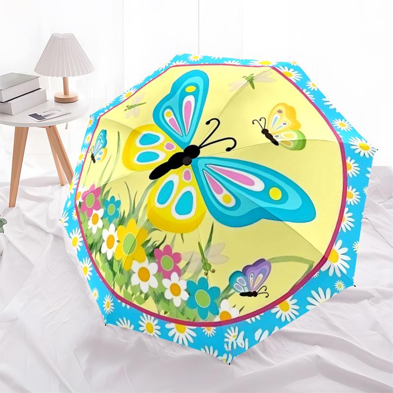 1pc Butterfly Clock Automatic Umbrella - Automatic Opening And Closing, Sturdy Iron Frame, Portable Folding Design yy251018158