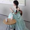 Mint Mambo Seaside Resort Atmosphere Beach Dress Design Sense Neck Dress Fairy Temperament Swing Skirt
