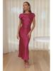 Elegant Satin One-Shoulder Fishtail Dress - Backless Slim Fit Design
