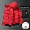 Men's Reversible White Duck Down Puffer Jacket: Short, Hooded, Solid Color, Warm, Windproof for Autumn and Winter