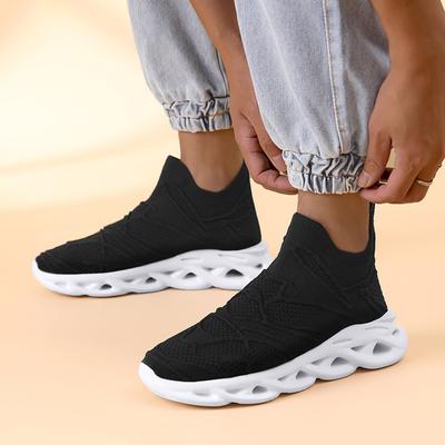 Mode Plattform Herr&Dam Andningsbara Meshstrumpor Promenadskor Blad Slip-on Sport Sneakers Löpning Träning Superlätta Skor