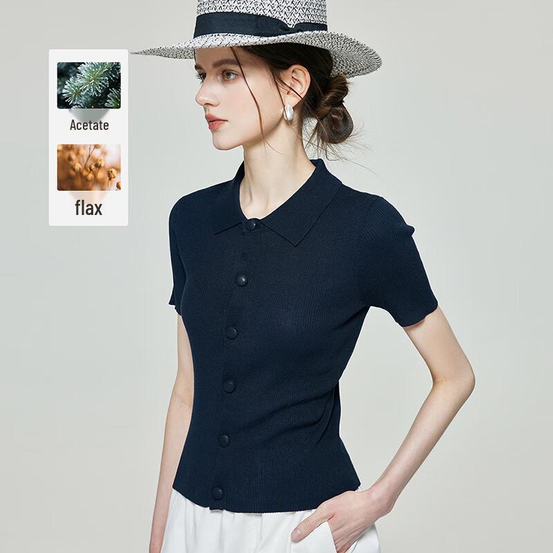 Women s Slim Fit Knitted Polo T-Shirt with Tencel Blend M
