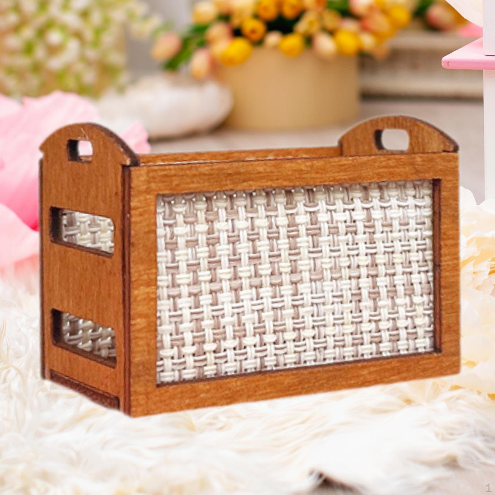 Dollhouse Storage Basket Accessory 1:12 Classic Ornament Decoration Pretend Play Toy Wooden Multi