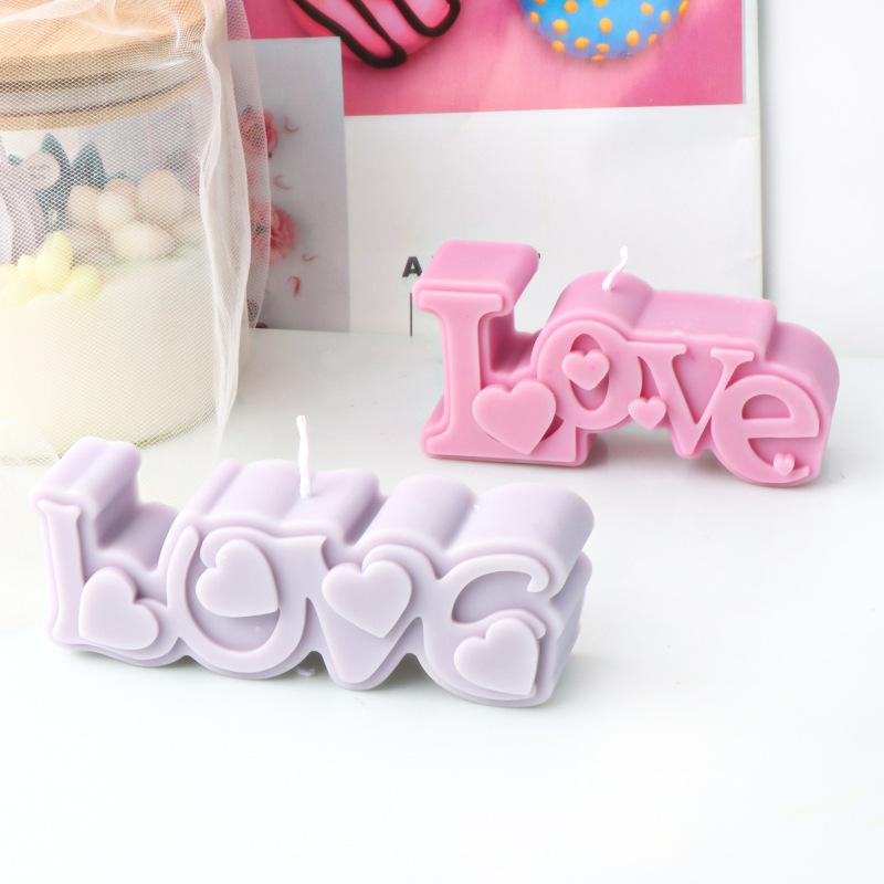 DIY Rose Heart Candle Molds 2D Love Slogan Aromath Soap Resin Mold Chocolate Cake Baking Tool Valentine's Day Decoration Gifts