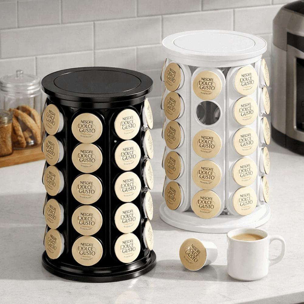 Large Capacity Coffee Capsule Holder 360 Degree Rotating Coffee Organizer  Kitchen Decor