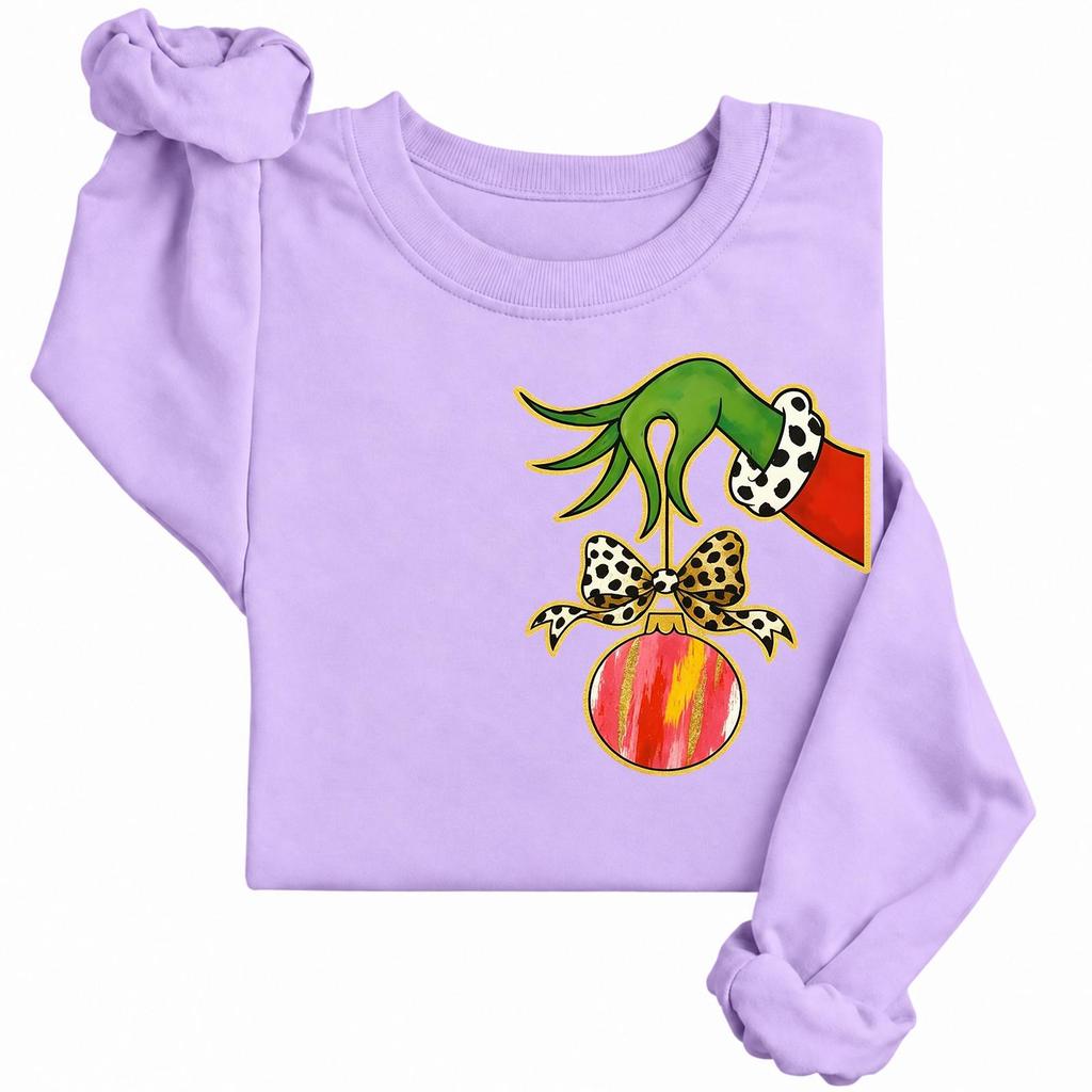 Damen Freizeit Langarm Bedruckter Rundhals Sweatshirt Pullover Top für Herbst und Winter
