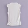 2023 Spring Women's European & American Pleated Sleeveless White Top