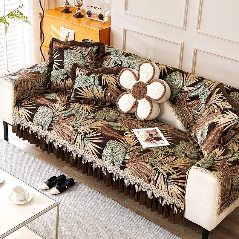 Retro Luxury Slipcover Jacquard Fabric Sofa Cover Living Room Decoration Non-slip Sofa Cushion Four Seasons Universal Sofa Towel