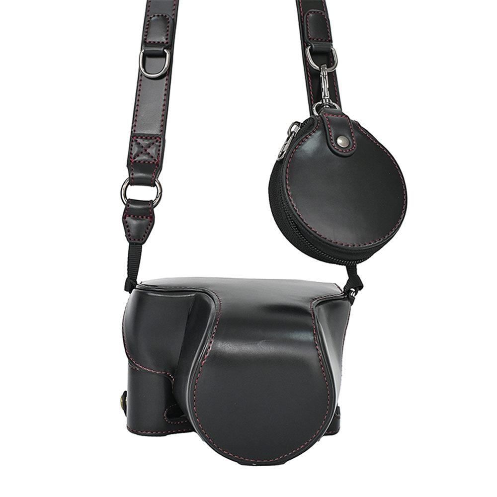 

Luxury Version PU Leather Camera Bag Case For Sony A7CII A7C2 Battery Opening Full Body Cover With Strap Storage Bag
