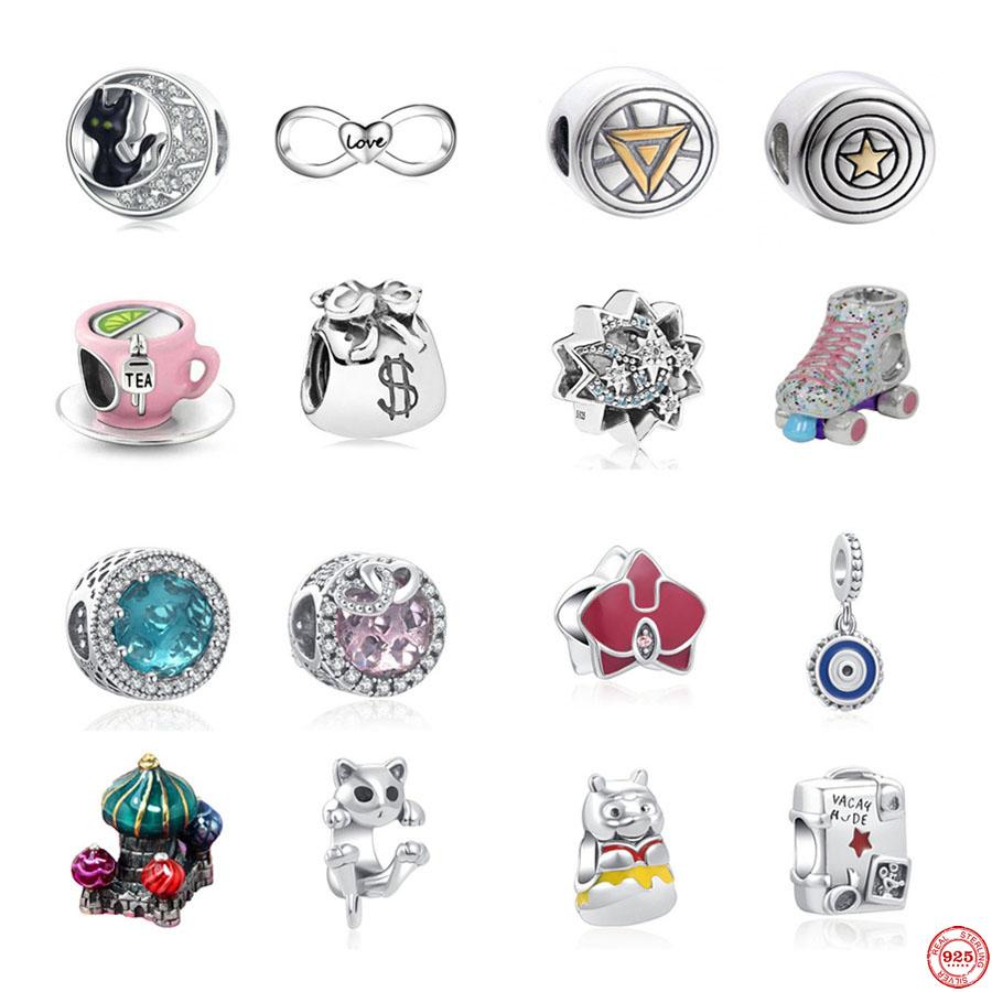 Fits Original Fashion Bracelet Necklace 925 Sterling Silver Cup Cat Charms Bead Women 925 Silver Pendant Diy Jewelry Kit