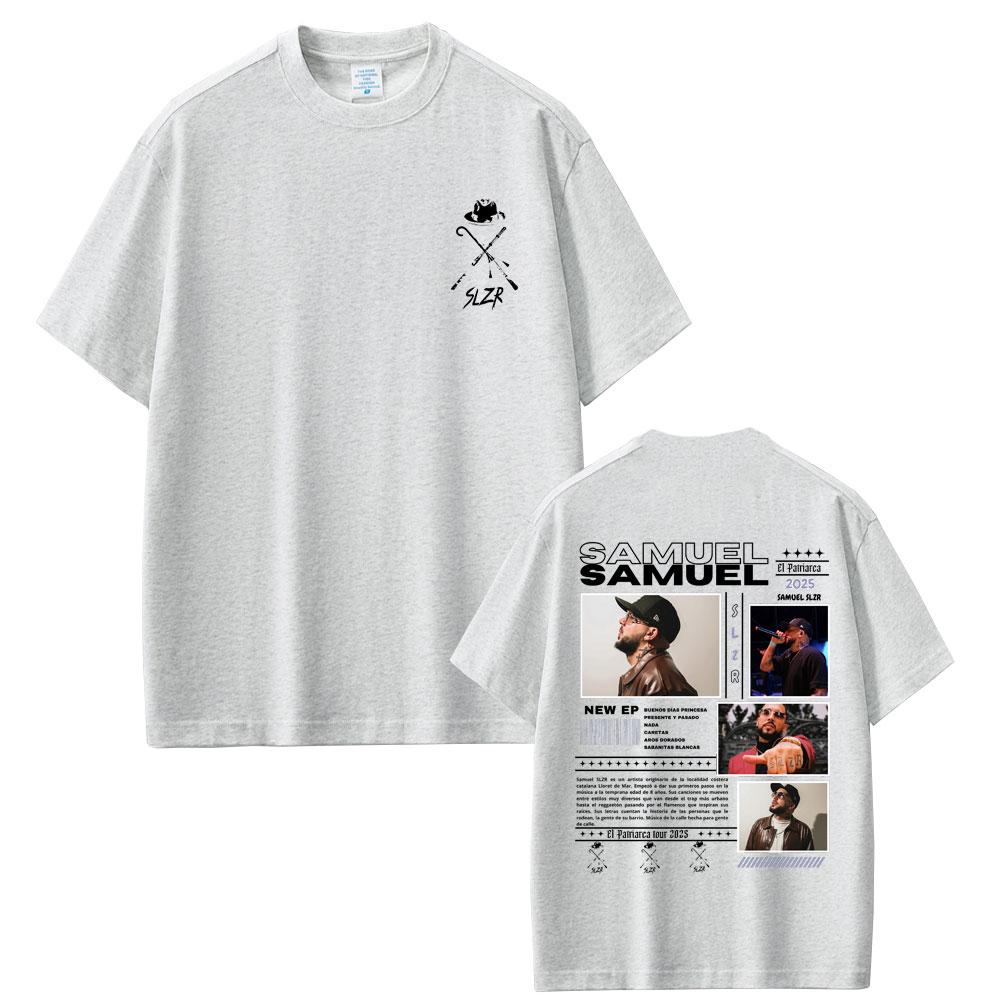 Rapper Samuel Slzr Tour 2025 T Shirts Unisex Women Fashion Hip Hop Oversized Short Sleeve T-shirts Male Casual Cotton Retro T-shirt