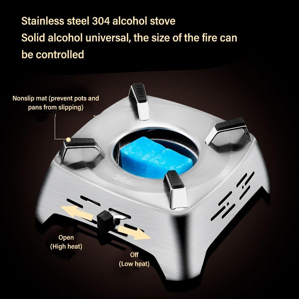 Stainless Steel Drawer Type Camp Stove Sliding Adjustment Alcohol Stove Backpacking Stove Outdoor