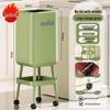 High-End Wheeled Trash Can with Lid: No-Bend, Press To Open, Light Luxury Design for Kitchen & Living Room
