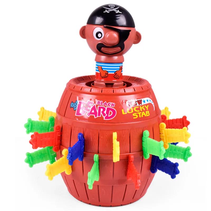 14CM Kids Funny Guessl Toy Large Pirate Barrel Novelty Toy Classics Gaes Intelligence Game for Children Lucky Stab Pop Up Toy