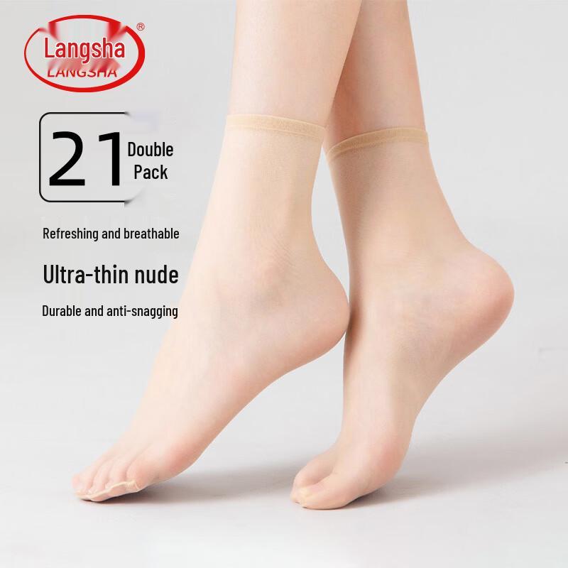 Langsha Women s Anti-Snag Core-Spun Short Silk Socks One Size