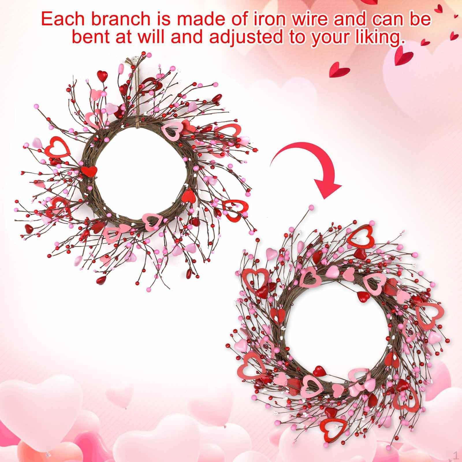

Hearts Artificial Wreath 40cm Holiday Indoor Outdoor Valentines Day Decor for