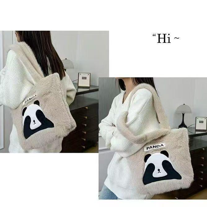 Panda Plush Tote Bag - Large Capacity Handbag for Women