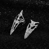 Gothic Armor Ring Silver Skeleton Nail Cover Unisex Metal Finger Shield Punk Rhinestone Decor Protective Jewelry for Women Men