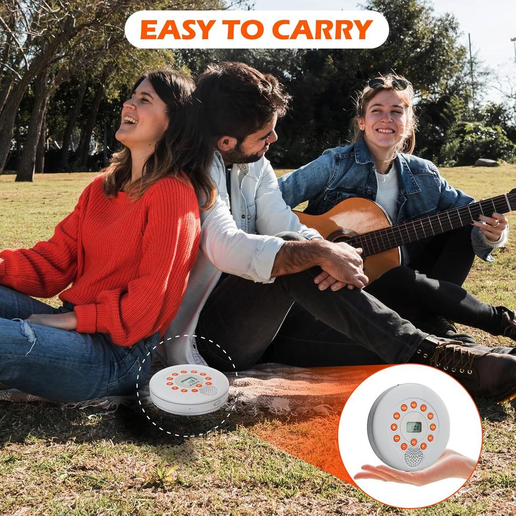 Akumulatorowe Przenośne Odtwarzacze CD do Domu, Wbudowane Głośniki i Słuchawki Obsługuje CD/Dysk U/AUX/Powtarzanie A-B/Wyświetlacz LCD/10 Prędkości/Anti Skip