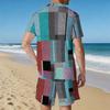 Men Black Grey Gradient Short Sleeve T Shirt And Matching Knee Shorts Two Piece Outfit