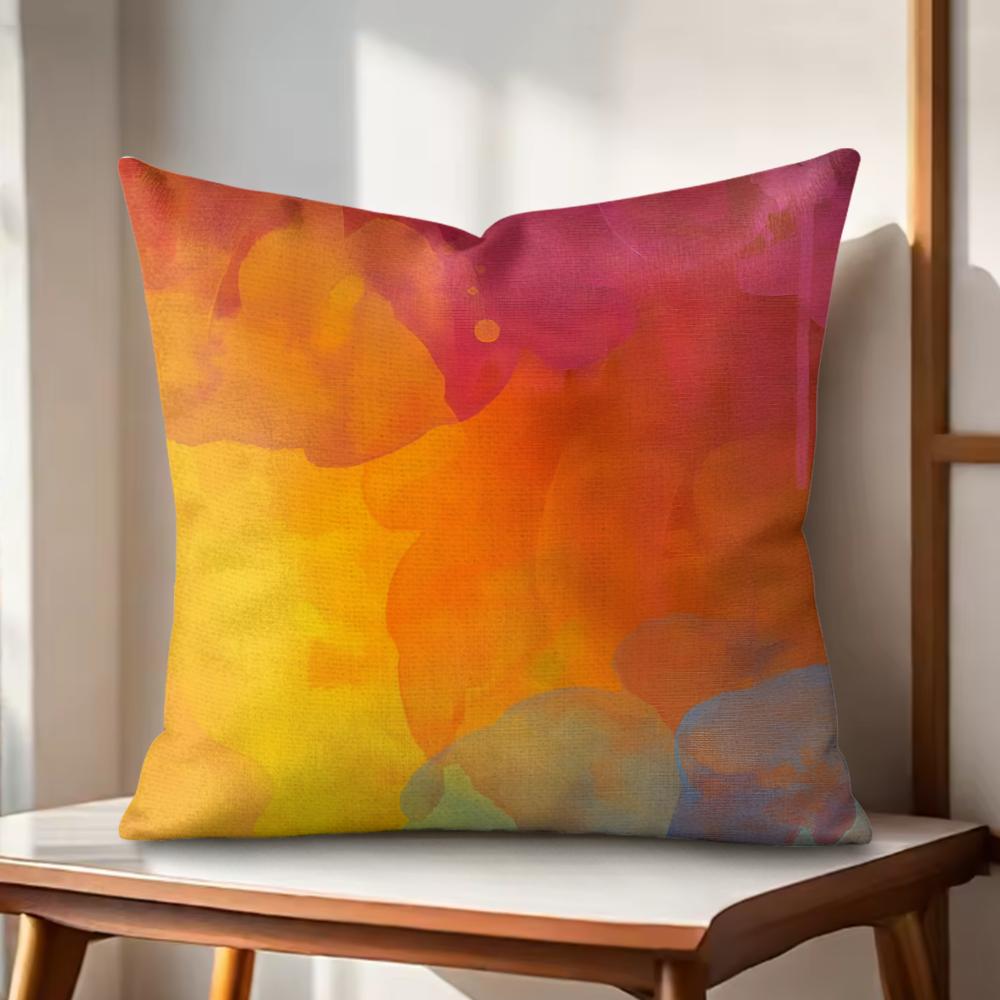 Rainbow Color Cushion Cover Natural Linen Organic Fabric DoubleSided Printing Couch Pillow Covers Home Decor