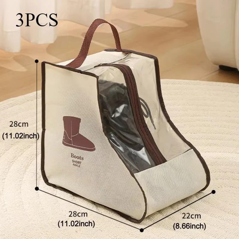 1pc/3pcs Portable Shoes Storage Bags Cover Long Riding Rain Boots Dustproof Organizer Waterproof Travel Zipper Pouch Accessories