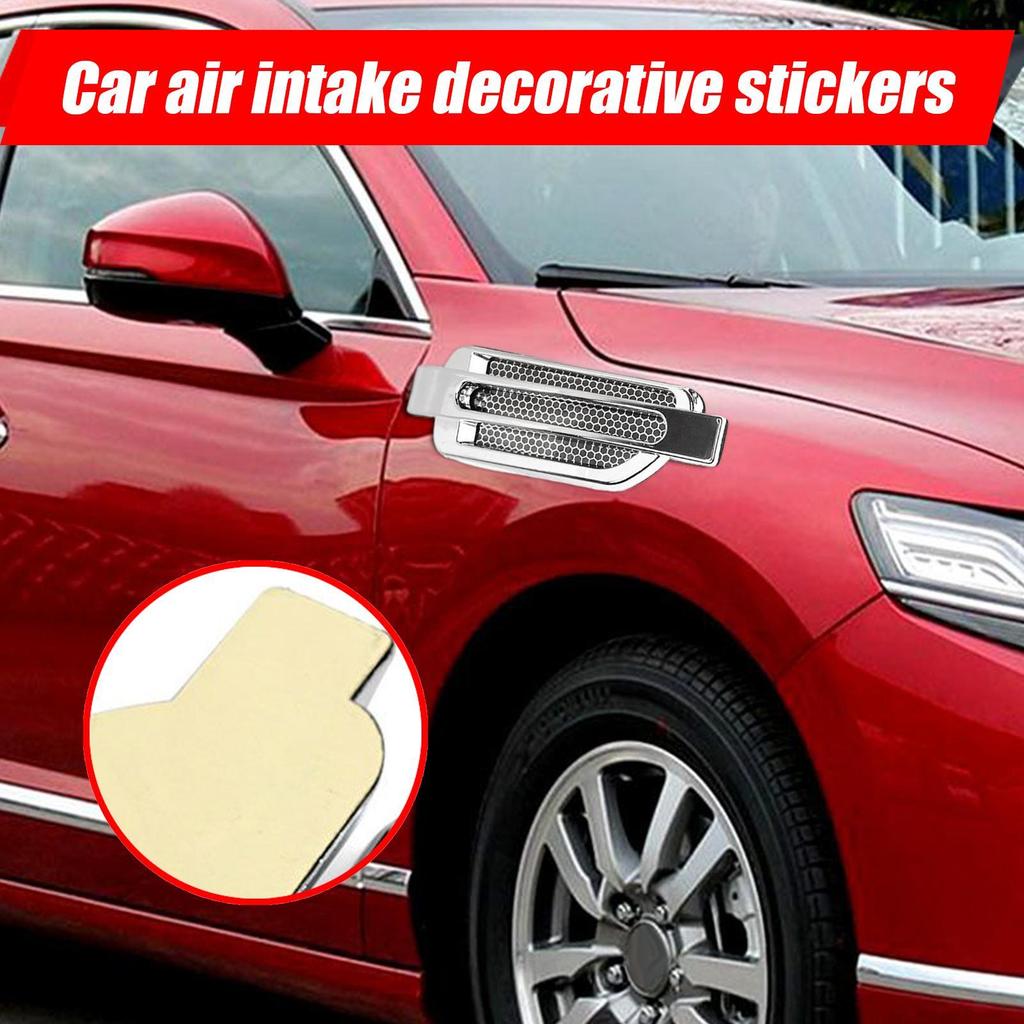 Car Side Vent Sticker 2 Pieces Air Flow Intake Cover Side Vent Decorative Decal Sticker For Vehicle Hood Bonnet Engine Truck