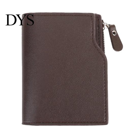 Cash Compartment Wallet Men Short Card Slim Tri-fold Large Capacity Holder Multi-card Slot with ID Window Zipper Coin Pocket Gift for Father Husband