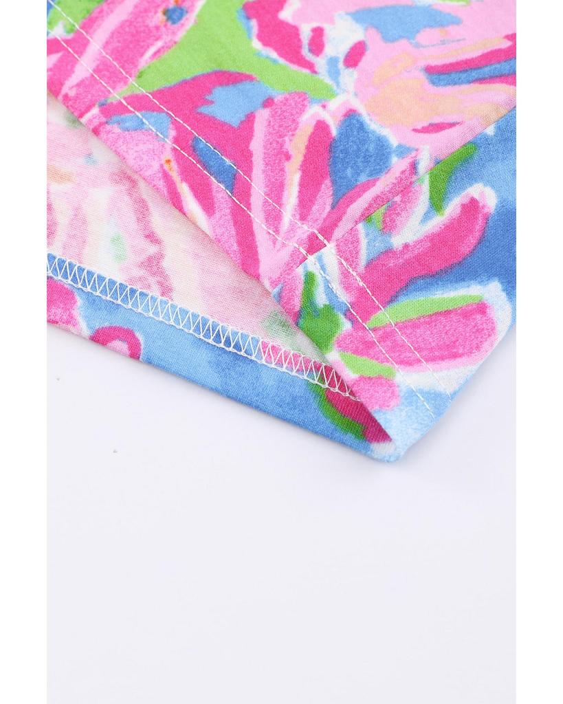 Azura Exchange Lockeres T-Shirt mit Blumendruck und V-Ausschnitt