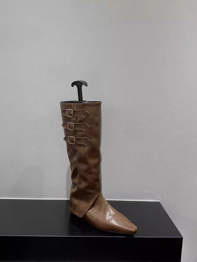 Inner heightening pointed western cowboy boots women's shoes 2025 new spring and autumn single boots brown Maillard medium tube long boots