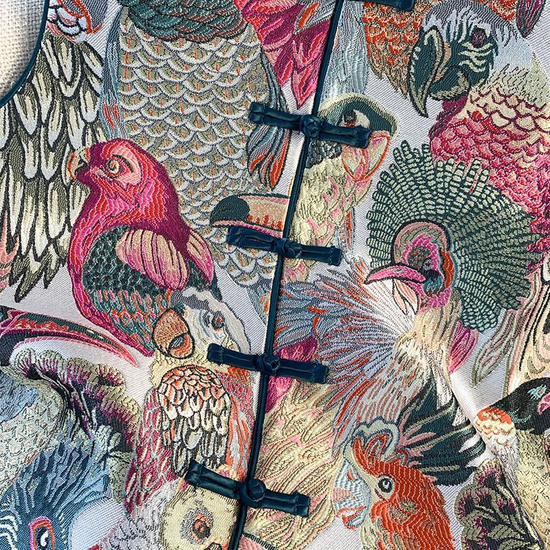 Nová etnická výšivka s výstřihem do V brokátový vestový kardigan