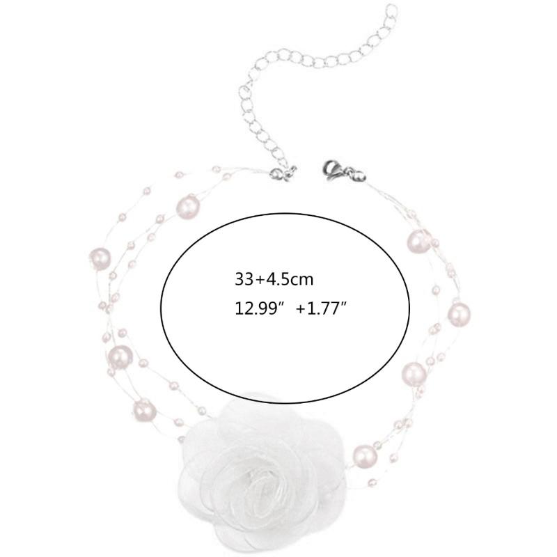 Elegant Multilayer Pearl Choker Necklace Vintage Lace Flower Chain Necklace For Women Fashion Wedding Jewelry Gift