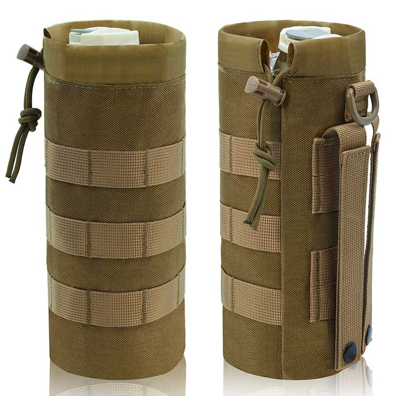 Adjustable Tactical Water Bottle Pouch, MOLLE Compatible Outdoor Water Bottle Holder Multifunctional Backpack Carrier for Hiking