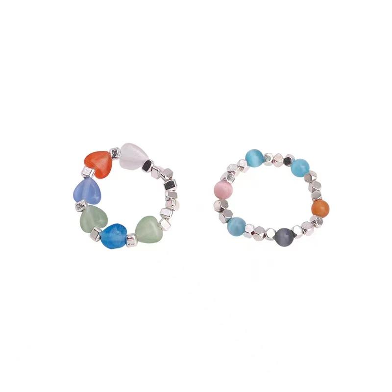 Gebrochenes Silber~ Opal Elastischer Seilring Damen Nische Premium Gefühl Vielseitig Einfach Liebesring Trend