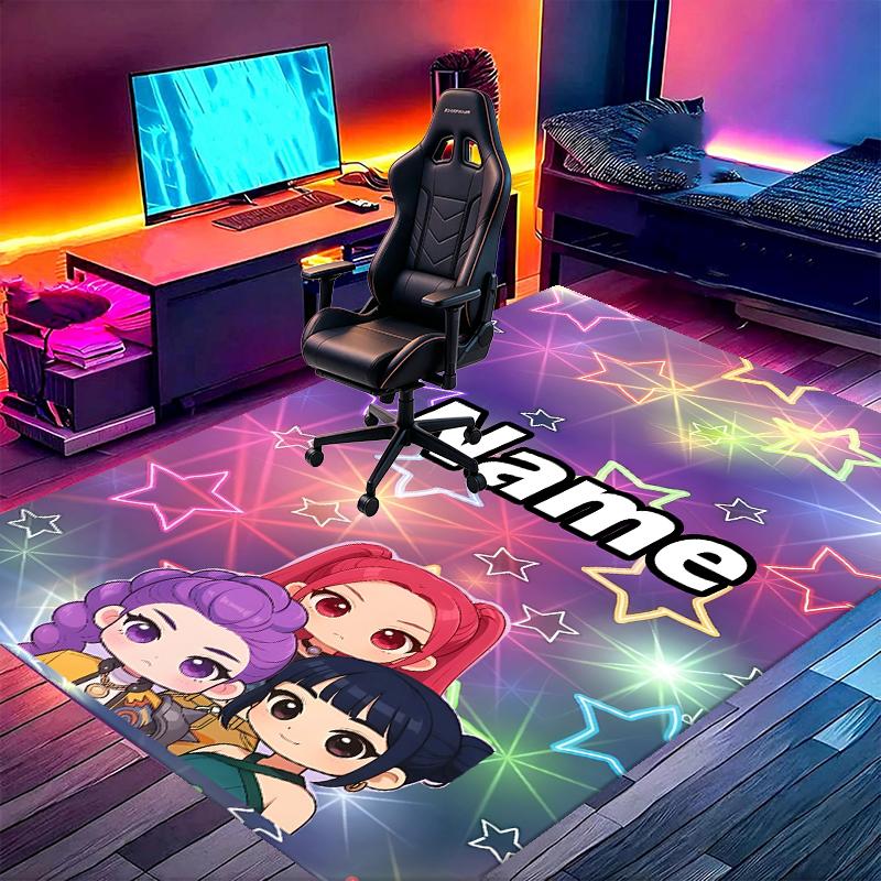 Custom Name Personalized KPop Demon Hunters Print Carpet, Versatile Home Decor Rug, for Playroom, Apartment, Balcony, Entryway, Hallway Gift