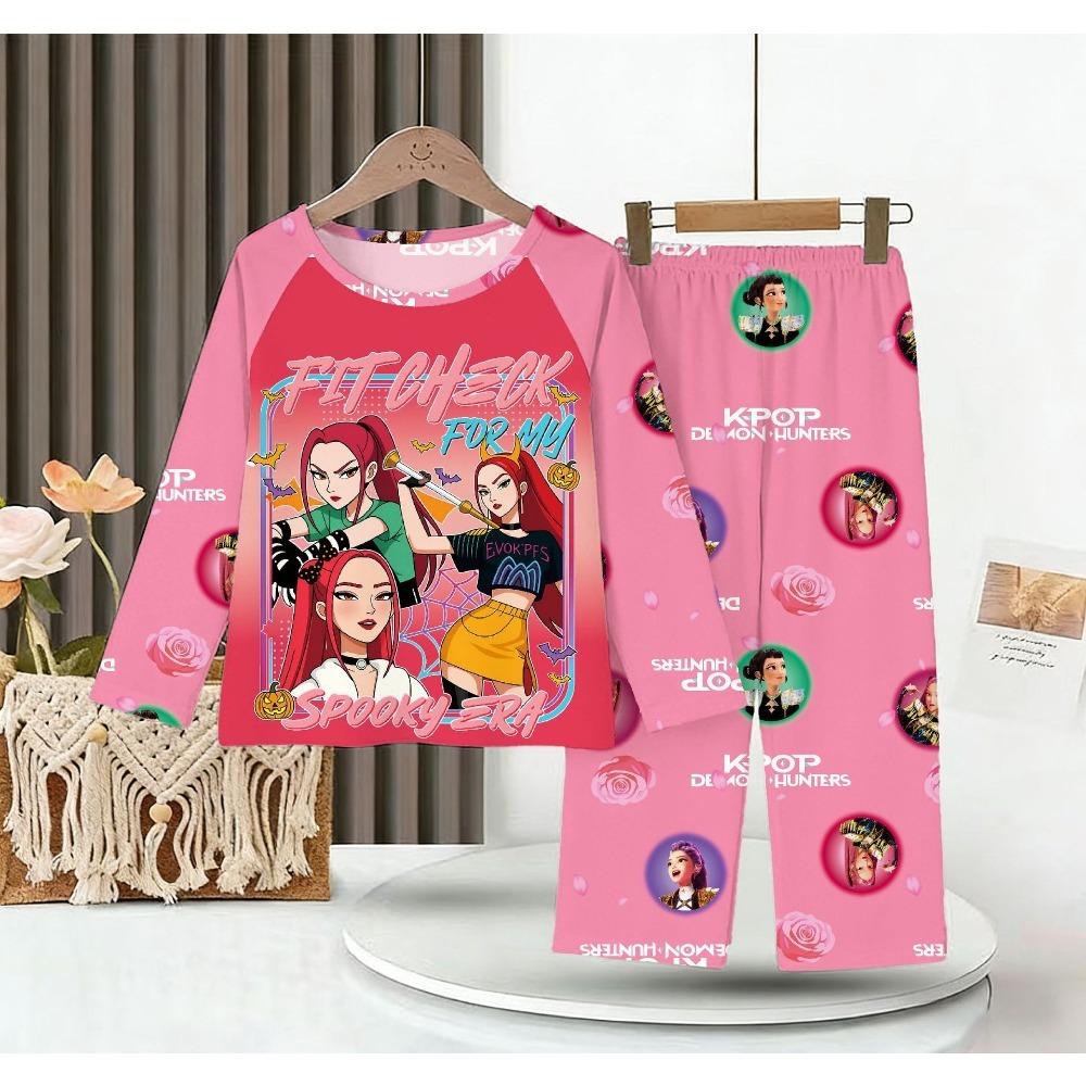 New Demon Hunters Children's Pajamas Long Sleeve Cartoon Girls Babies Middle and Older Children's Loungewear Set