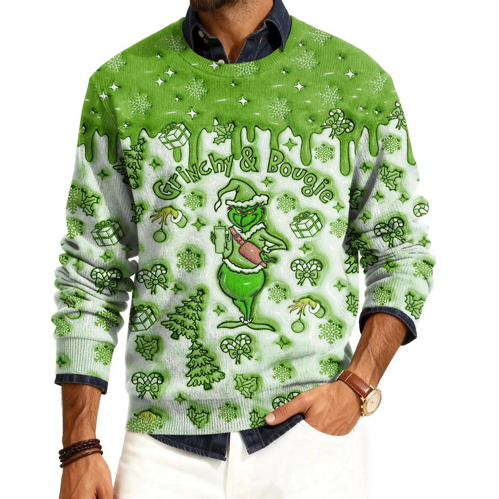 Herre Rund Hals Langermet Ribbestrikket Pullover