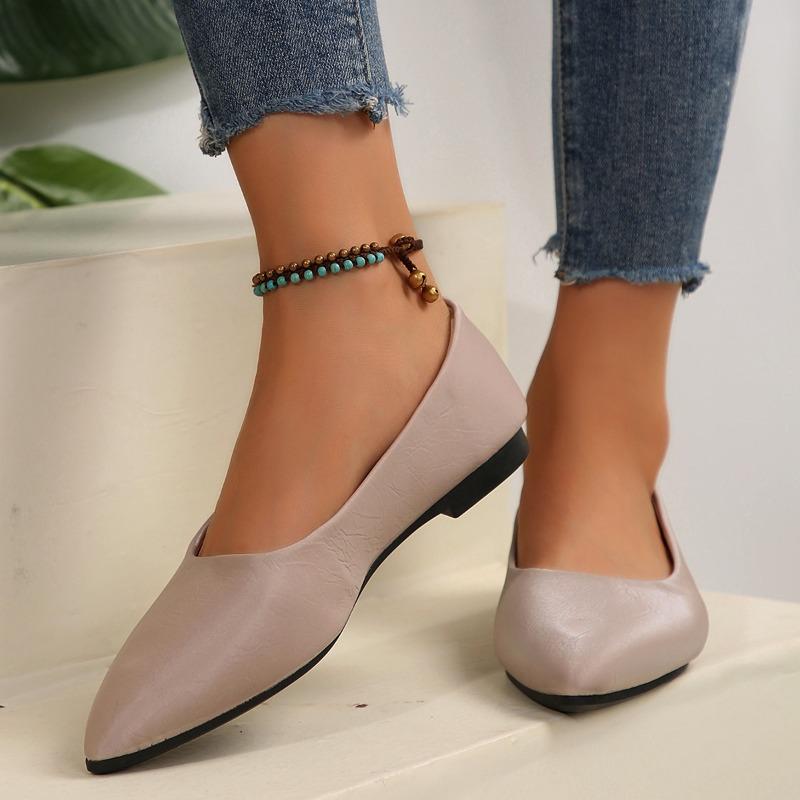 Large Size Flat-soled Single Shoes Women's Spring and Autumn New Pointed Shallow Mouth Comfortable Doudou Shoes