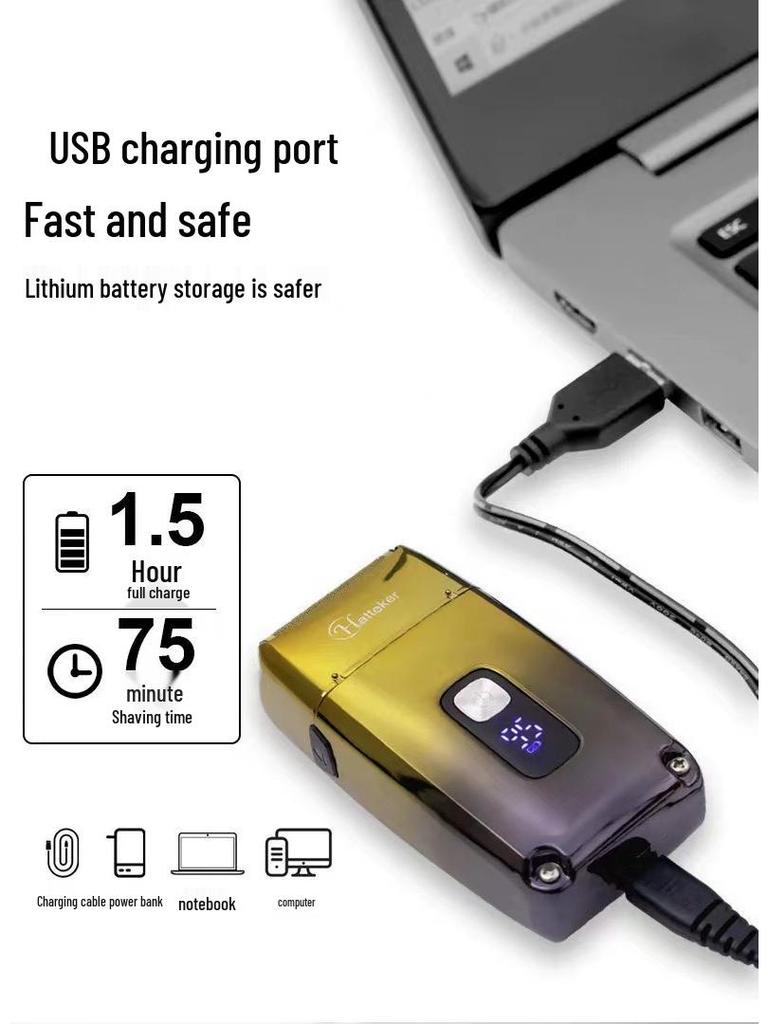 White Electric Three-Blade Mesh Head Shaver - Waterproof Clipper for Balding and Hair Trimming