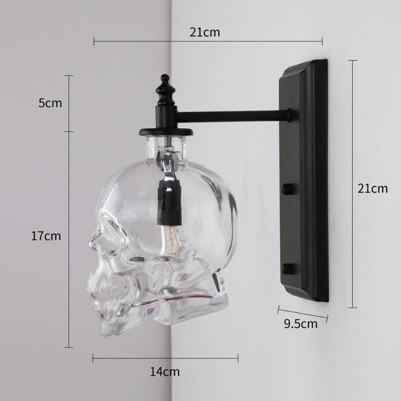 Skull Bones Wall Lamp Retro Loft Sconces Clear Glass Bottle Wall Art Light Fixtures for Dinning Room Bar Industrial Home Decor
