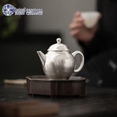 Master Zheng Wenqiang's Gilded Silver Ceramic Teapot