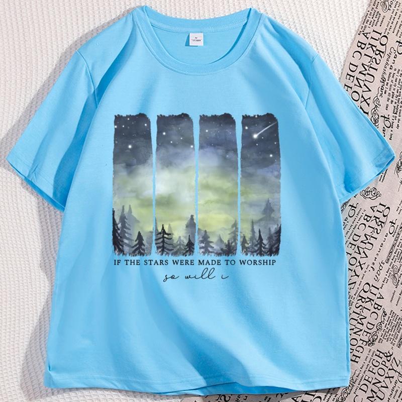 

Religious T Shirt If The Stars Were Made To Worship TShirt Christian Bible Verse Cotton Tshirt Faith Loose Clothing 4XL