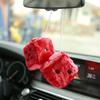 Couple Fuzzy Dice With Leather Dots Retro Car Mirror Hanging Accessories For Car Decoration