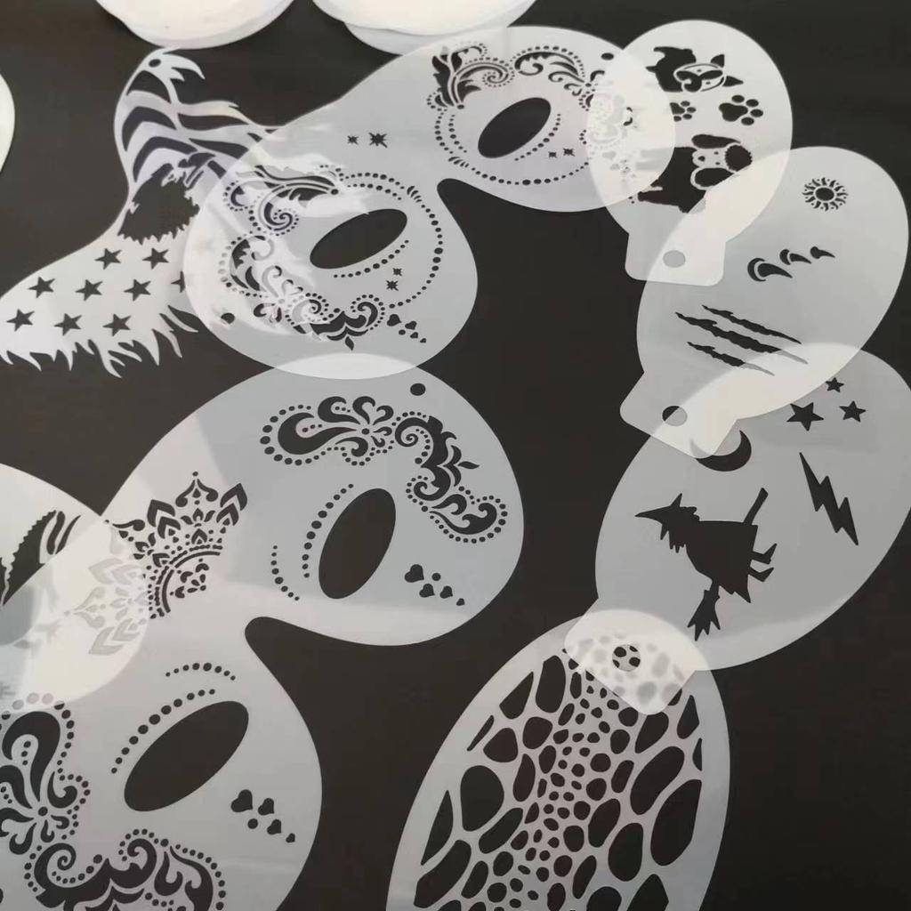 2023 New Graph Facial Painting PET Washable Children Girl Tattoo Stencil Template for Halloween Christmas